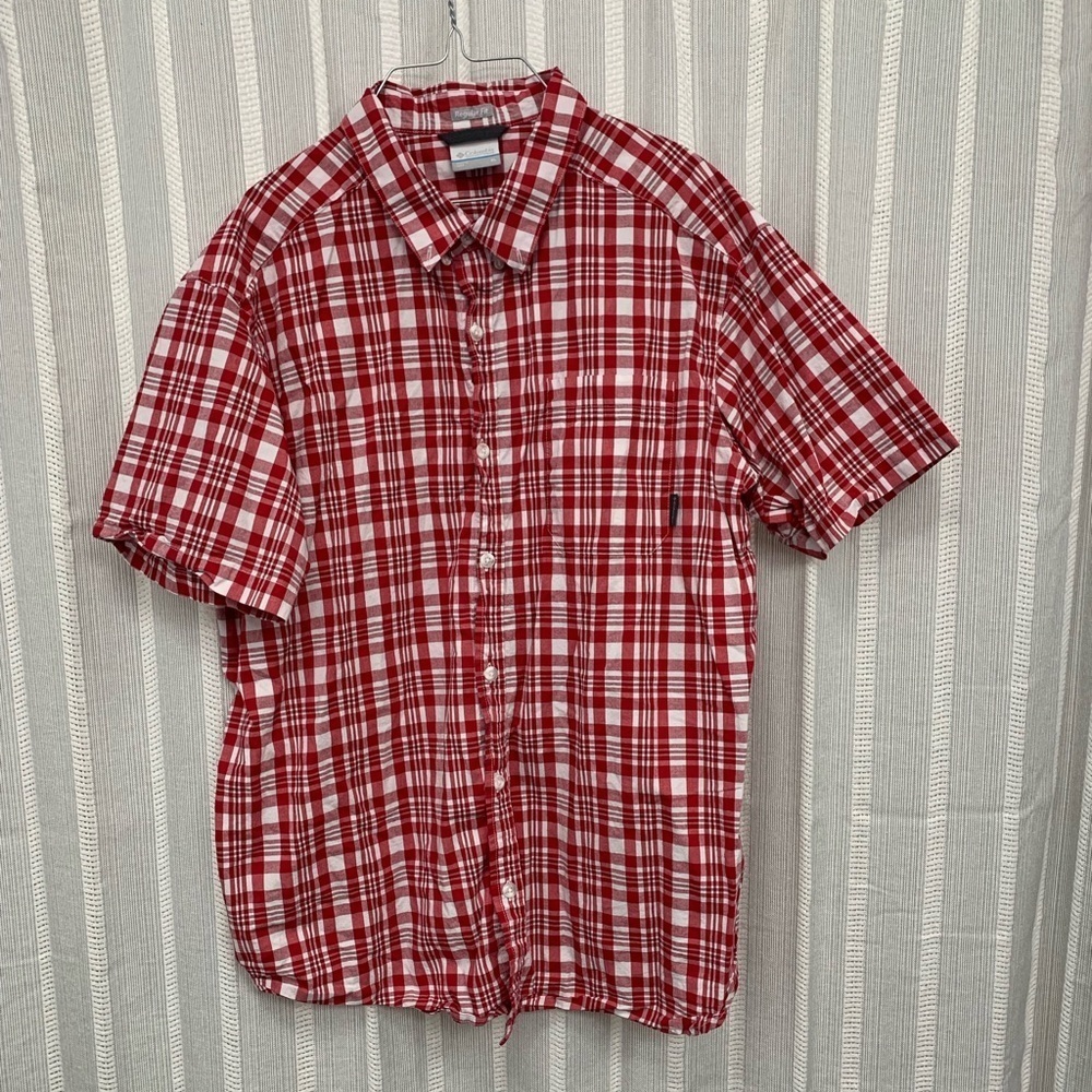 Columbia Men's Rapid Rivers Short Sleeve Shirt Red‎ Plaid Size XL - Regular Fit
